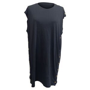 Balmain Top with Gold Buttons in Black Cotton